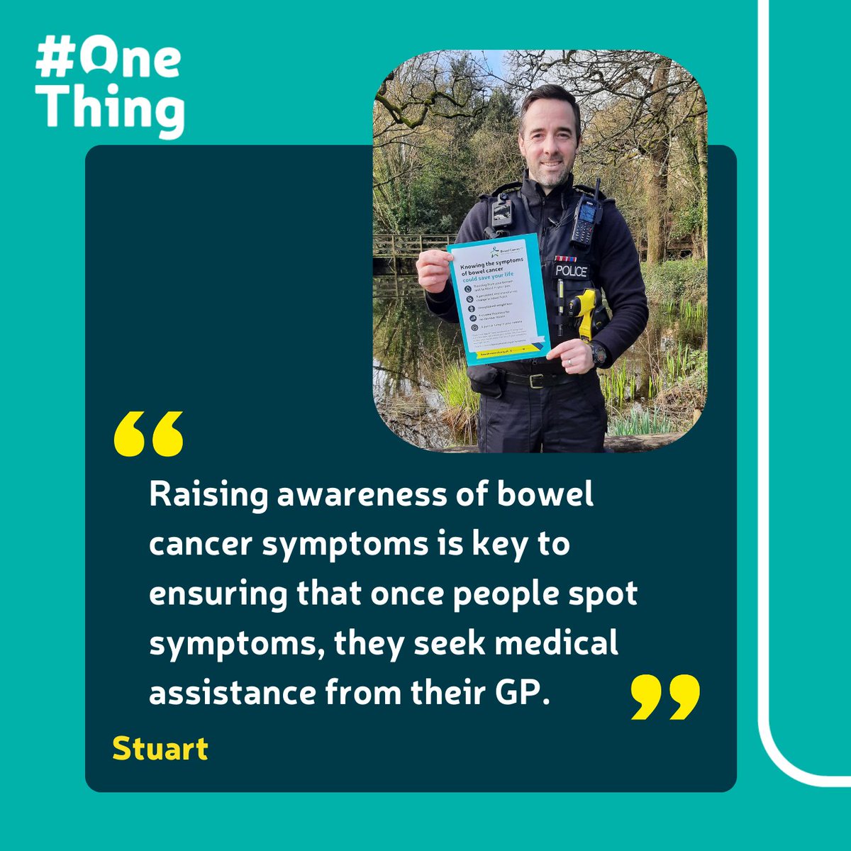 Stuart, from @ASPolice started the 'Toilet Door Campaign' last year and helped us raise vital awareness during #BowelCancerAwarenessMonth. Read more about his story, the way this campaign saved someone's life and how you can get involved below👇 bit.ly/4ai6guO