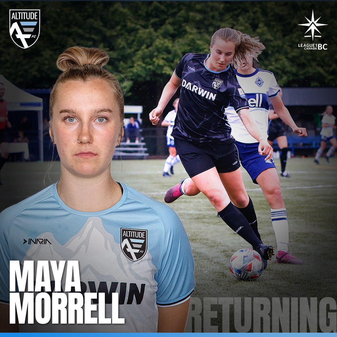 Maya Morrell returns for her 3rd season with Altitude FC’s @League1BC team. Maya has been a first team all-star, record shot taker, and National champion with @MacEwanGriffins during her U Sports career and we’re excited to have Maya back.