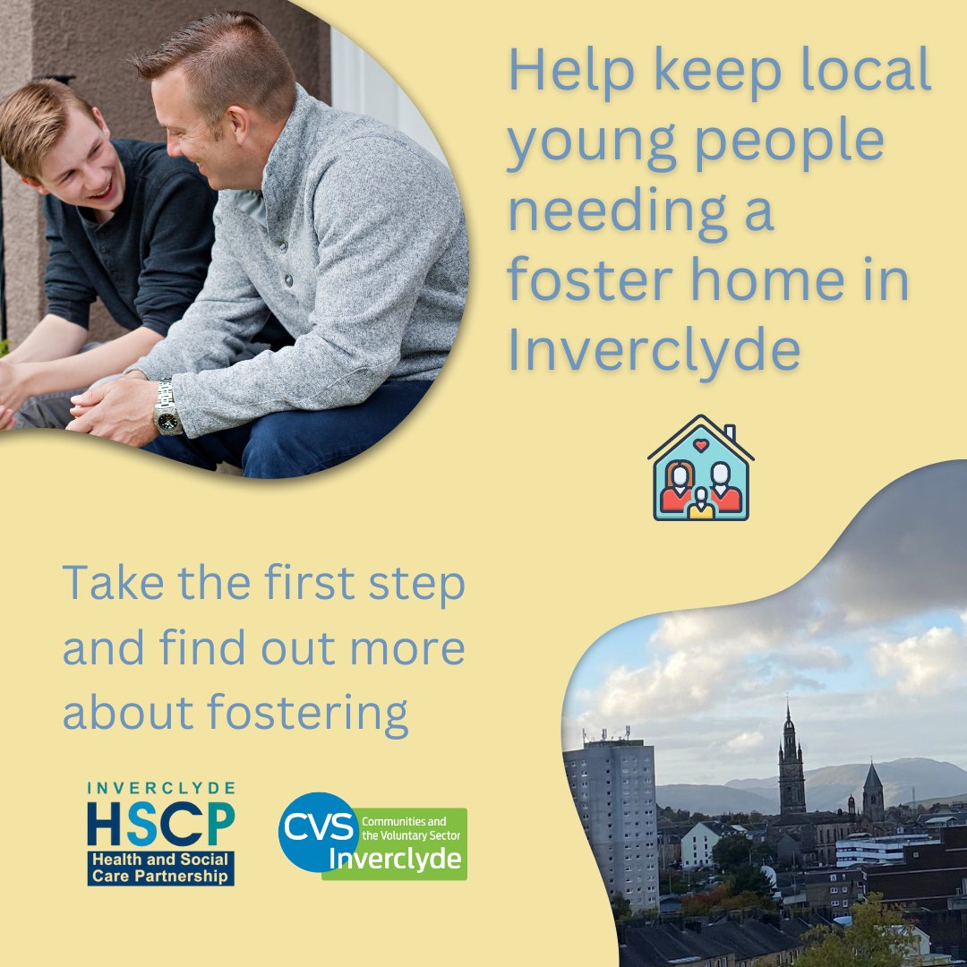 Have you ever thought about fostering? It is a unique type of volunteering. Inverclyde needs more foster carers to support and nurture our young people and help ensure local young people in foster care can stay in Inverclyde. Take the first step: inverclyde.gov.uk/health-and-soc…