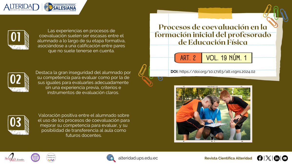 Te compartimos la infografía del segundo artículo del Vol. 19 N. 1. 📖  
Detalles: doi.org/10.17163/alt.v…

@upsalesianaec

#SoyUPS #publicacionesUPS #RevistaALTERIDAD #RevistaCientífica #Vol19N1 #ArtículoCientífico #conocimiento #Latinoamérica #evaluación #FormaciónDocente…