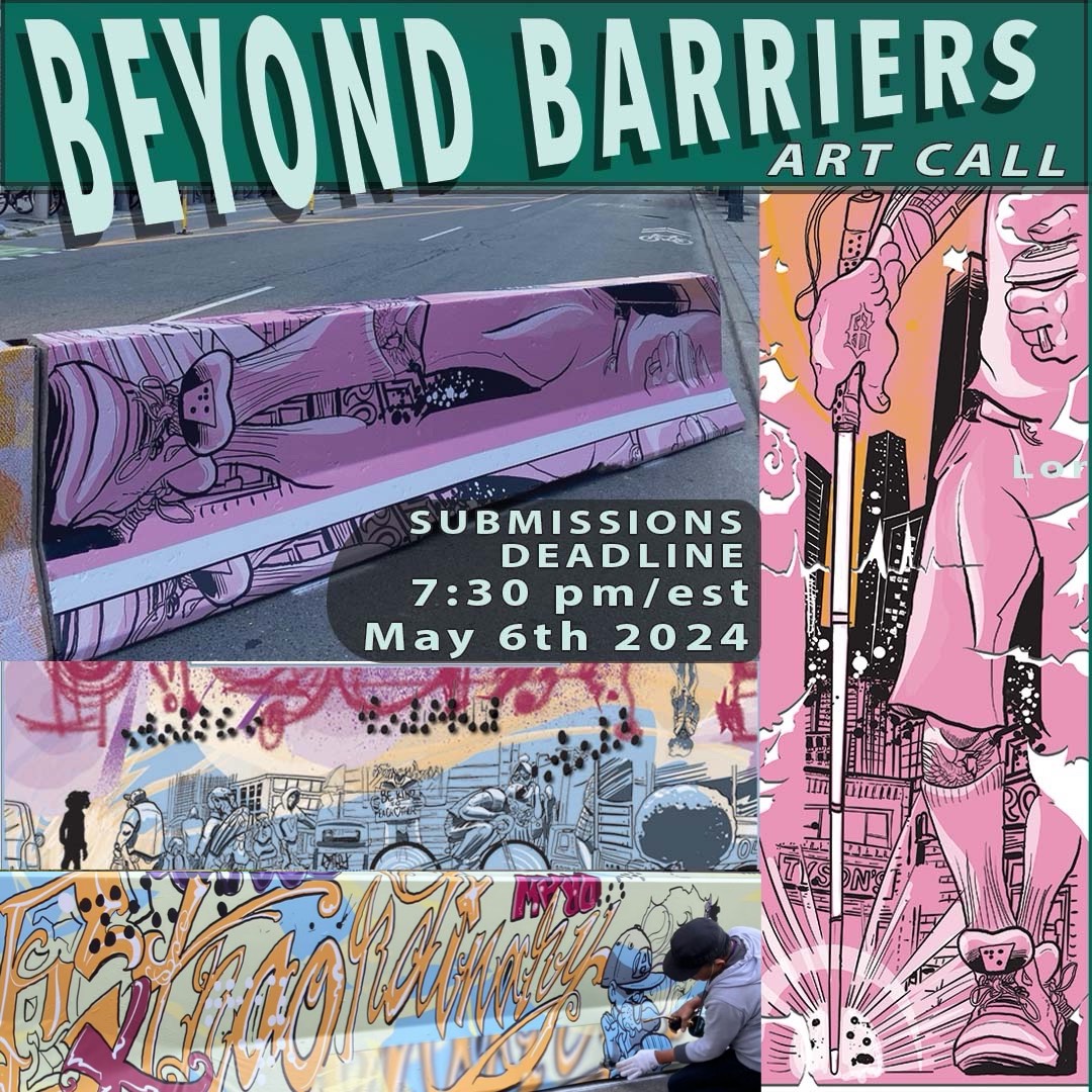 The Beyond Barriers Art Call is live! This is a two-stage Art Call, open to Disabled, Deaf/Hard of Hearing (‘HoH’), Mad, visually impaired and Blind artists. Deadline: May 6th, 2024 at 7:30 p.m. Learn more about this call at: streetartoronto.ca/beyond-barriers