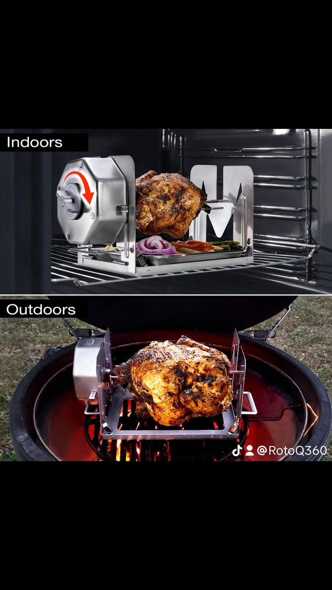 Grilling ! Nothing is impossible RotoQ360 #selfpower #viral #cooking #rotisseriechicken #giftideas #bbq #grill #smartgadgets #think #360 #windup #RotoQ360