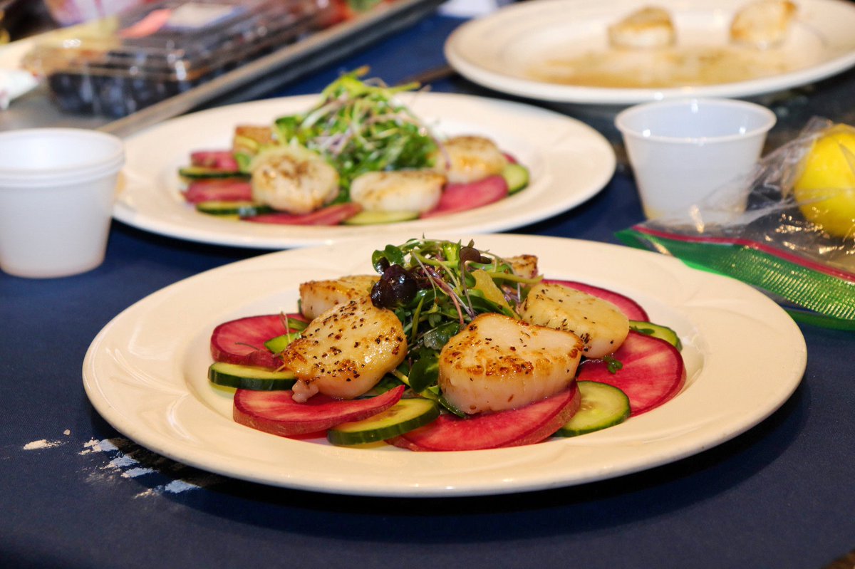 Happy #FoodFriday! We're loving this colorful appetizer made by Beaver County Career & Technology Center students at #PAPSI24: scallop crudo with watermelon, radishes, and cucumbers. 😍 #MadeInProStart