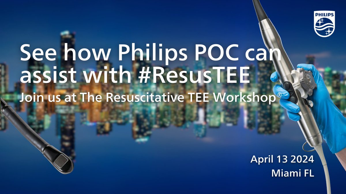 Join us at #TheResusTEEWorkshop in Miami on April 13, 2024.   We’ll showcase our Compact 5000 Series and xMatrix X8-2t TEE transducer.   Register: bit.ly/3vR4BgO Contact Philips: bit.ly/3vQxkSZ #ResusTEE   @ResusTEEProject