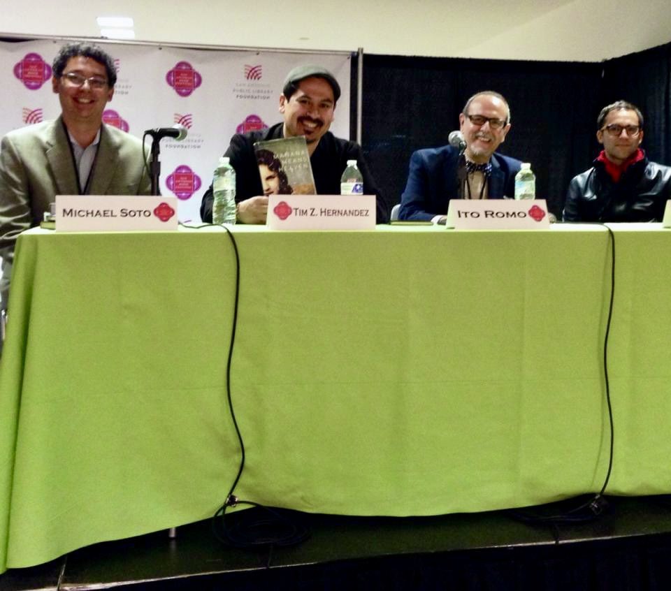 Wow! 10 years ago on a panel at the San Antonio Book Festival with Michael Soto, Tim Z. Hernandez, and Mario Alberto Zambrano. #sabookfest Looking forward to SABF 2024, Saturday, April 13! @SABookFestival