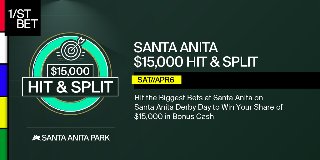 Win your share of $15,000 in bonus cash from @1stbet when you hit the hottest pools on Santa Anita Derby Day at @SantaAnitaPark! Visit news.1st.com/promotions?utm… to register now!