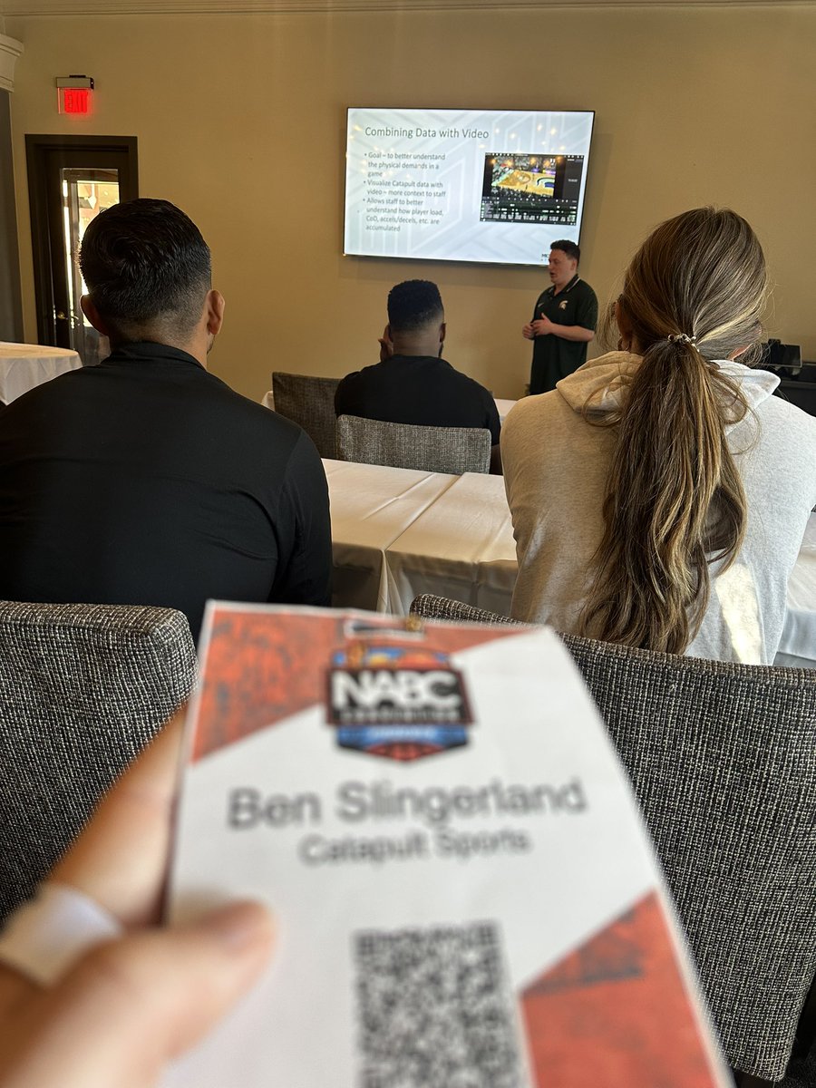 Big shout out to @performance_4 for hosting another great event at this year’s @NABC1927! Fantastic presentation by @MSU_Basketball’s Ben Klein … next level of innovation in combining the objective @catapultsports physical data with the subjective basketball eventing data.