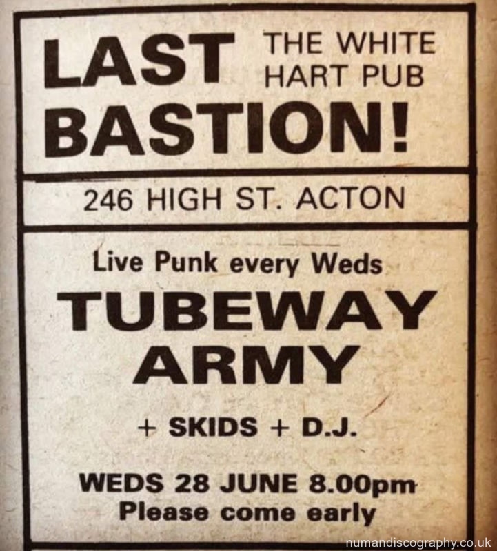 #GaryNuman #TubewayArmy Working on 1978 gigs, does anybody know which songs the #Skids played at The White Hart Pub, Acton on the 28th June 1978