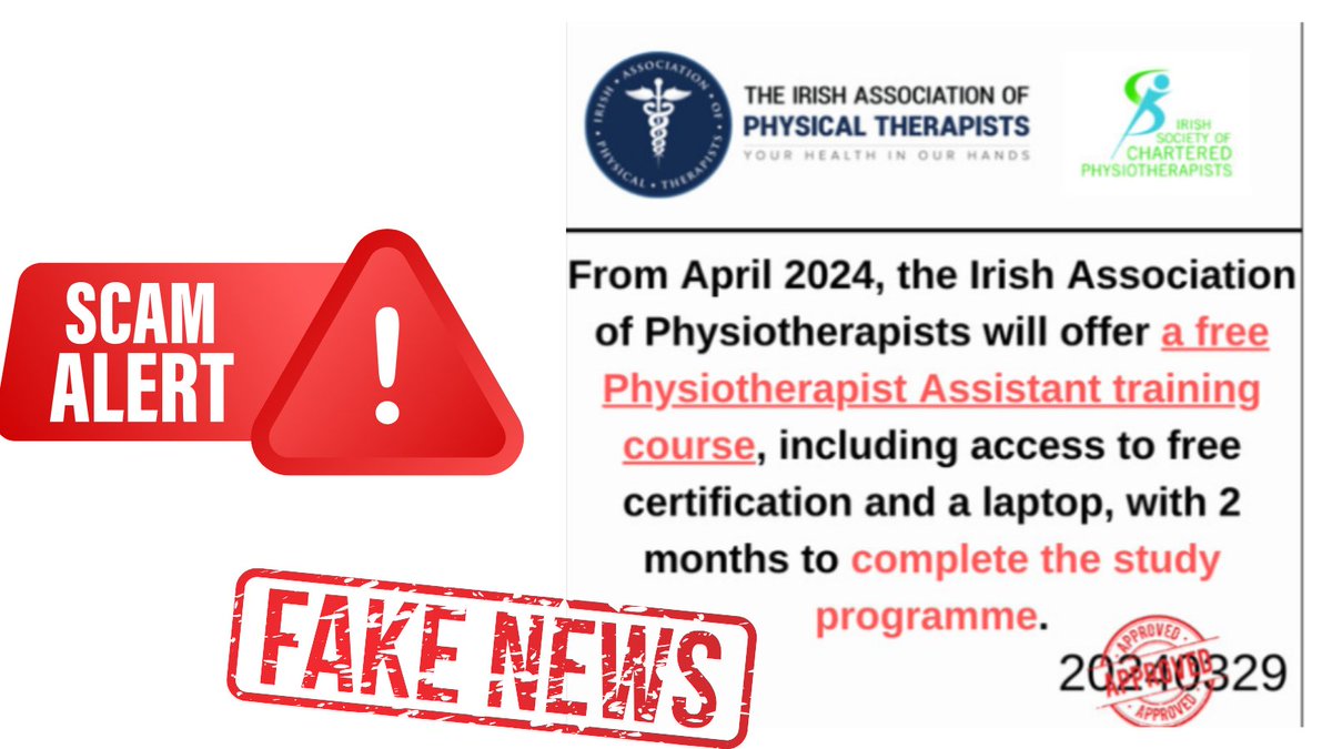 It has been brought to our attention by TheJournal.ie that there are ads purporting to be from the ISCP doing the rounds on facebook. These use an old logo, and the name is wrong, so please don't be fooled.