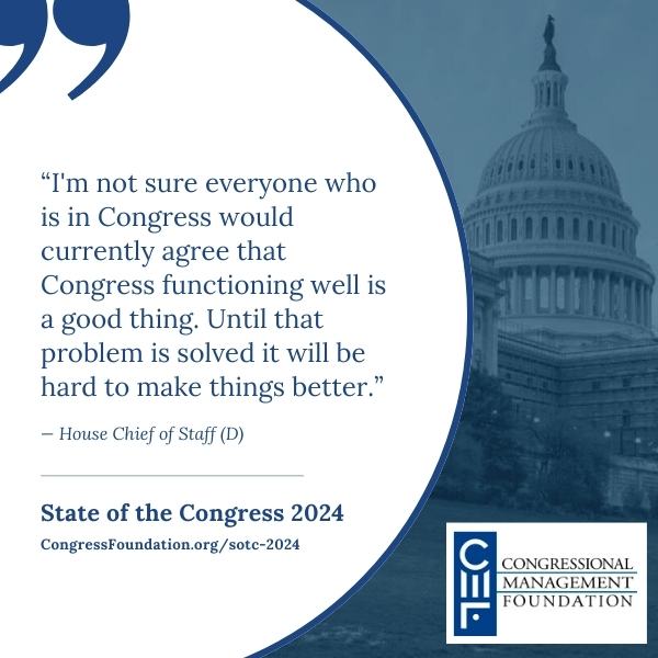 #SOTC24 Senior staffers believe there have been improvements to the capacity and infrastructure in Congress, but feel Congress still needs improvement. Read the more here: tinyurl.com/mvz45xdf