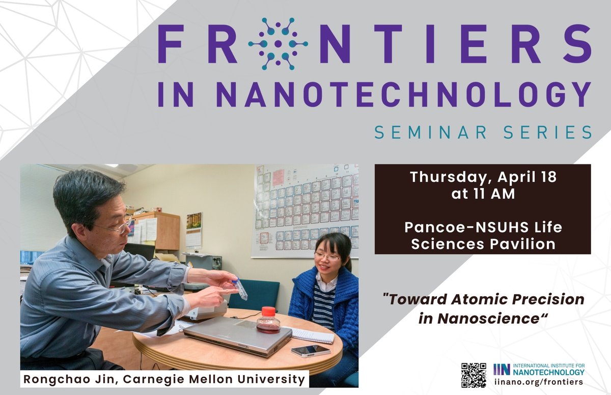 Mark your calendars for April 18th as we welcome Rongchao Jin from Carnegie Mellon University (@CMU_Chem). Hear about progress in gold nanocluster research, including the synthesis with atomic precision and single-atom manipulation.