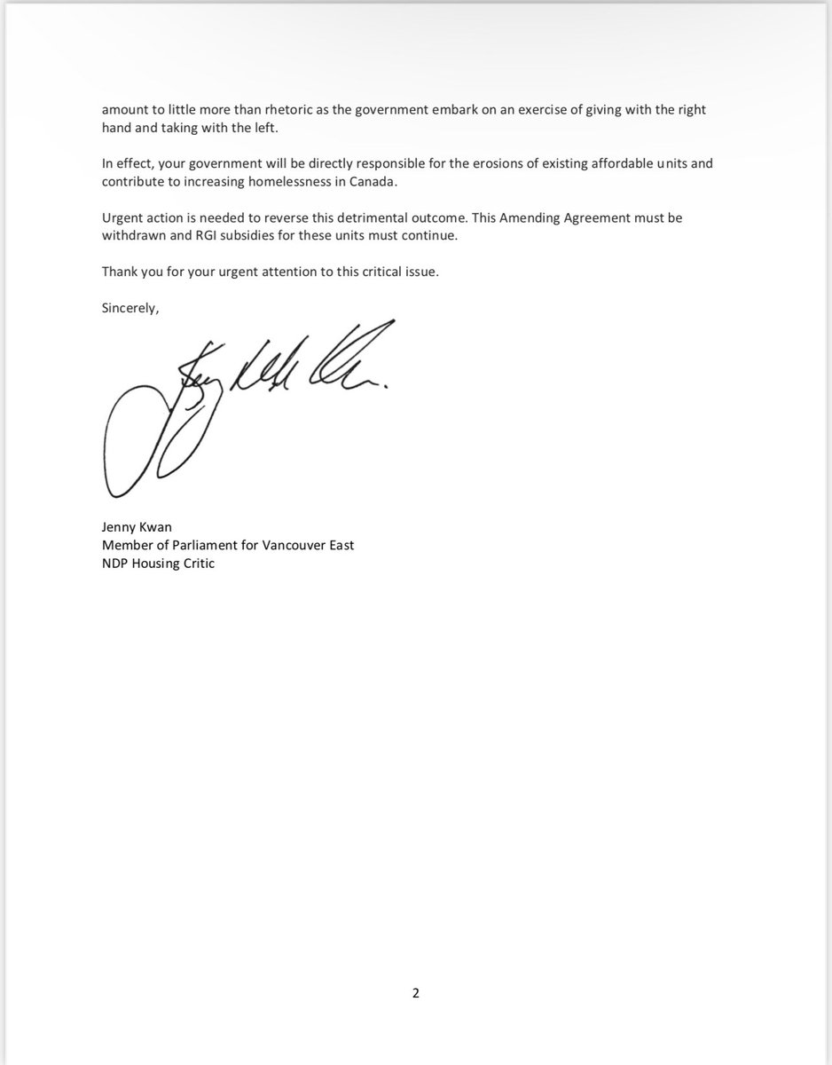 Non-profits been advised that effective 29/6/24, Rent-Geared-Income (RGI) units will need to revert to market rent as soon as turnover of existing tenant occurs as subsidies will not be renewed beyond 2028. Canada will permanently lose thousands of low-income RGI units.