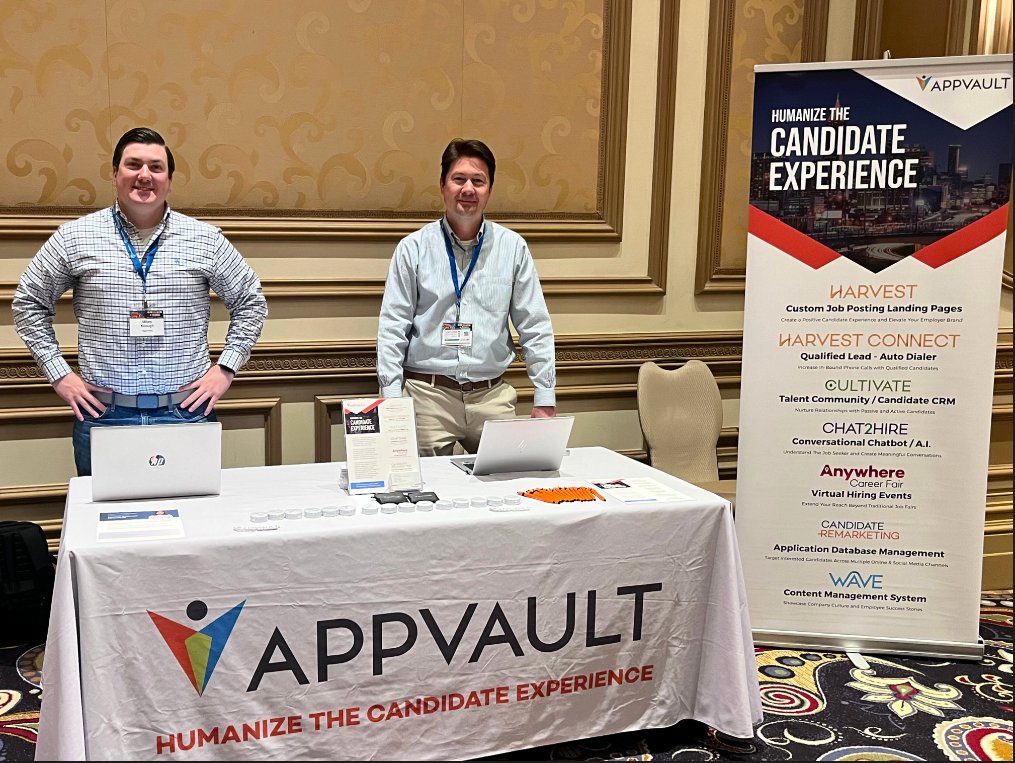 The AppVault team is ready for day 3 of #TenstreetUC2024! Make sure to stop by and connect with @AndyMiller, @MikeyKeough, and @Thomasdaly. #RecruitmentMarketing #TalentAquisition #AppVault #Recruiting