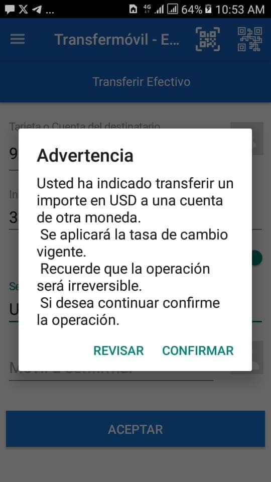 AsinLenin's tweet photo. @ETECSA_Cuba y #BandecAlerta !Cuando se realiza una transferencia de una tarjeta en USD a una tarjeta en MN, #Transfermóvil muestra un SMS con la confirmación de la operación, donde explica que está transfiriendo a una cuenta de diferente moneda. ❗Es de suma importancia leer❗ https://t.co/mldSsmu955