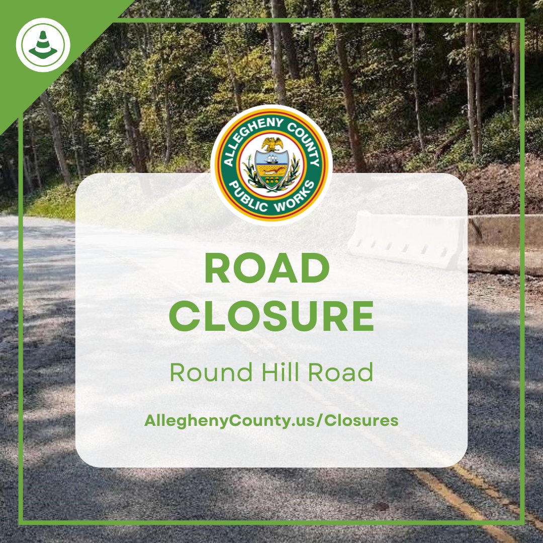 REMINDER: Round Hill Road between Simpson Howell Road and Douglas Run Road in Elizabeth Township will close starting at 9 a.m. on Monday, April 8. The closure, which is expected to end in June, is required for replacement of Douglass Run Bridge No. 19, including new pavement,…