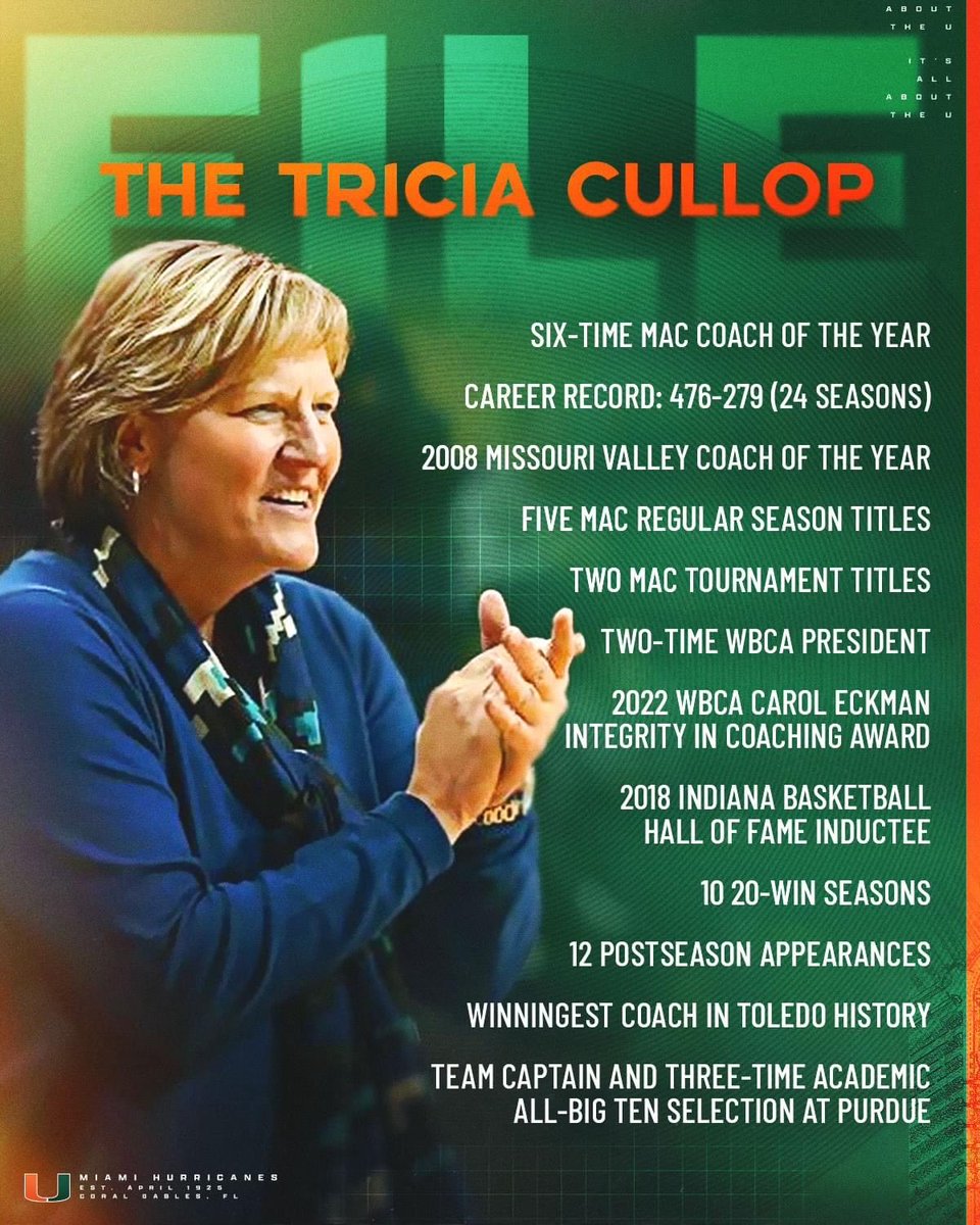 Welcome to ⁦@CanesWBB⁩ ⁦@CoachCullop⁩ Congrats!!!!Look forward to meeting you!!!