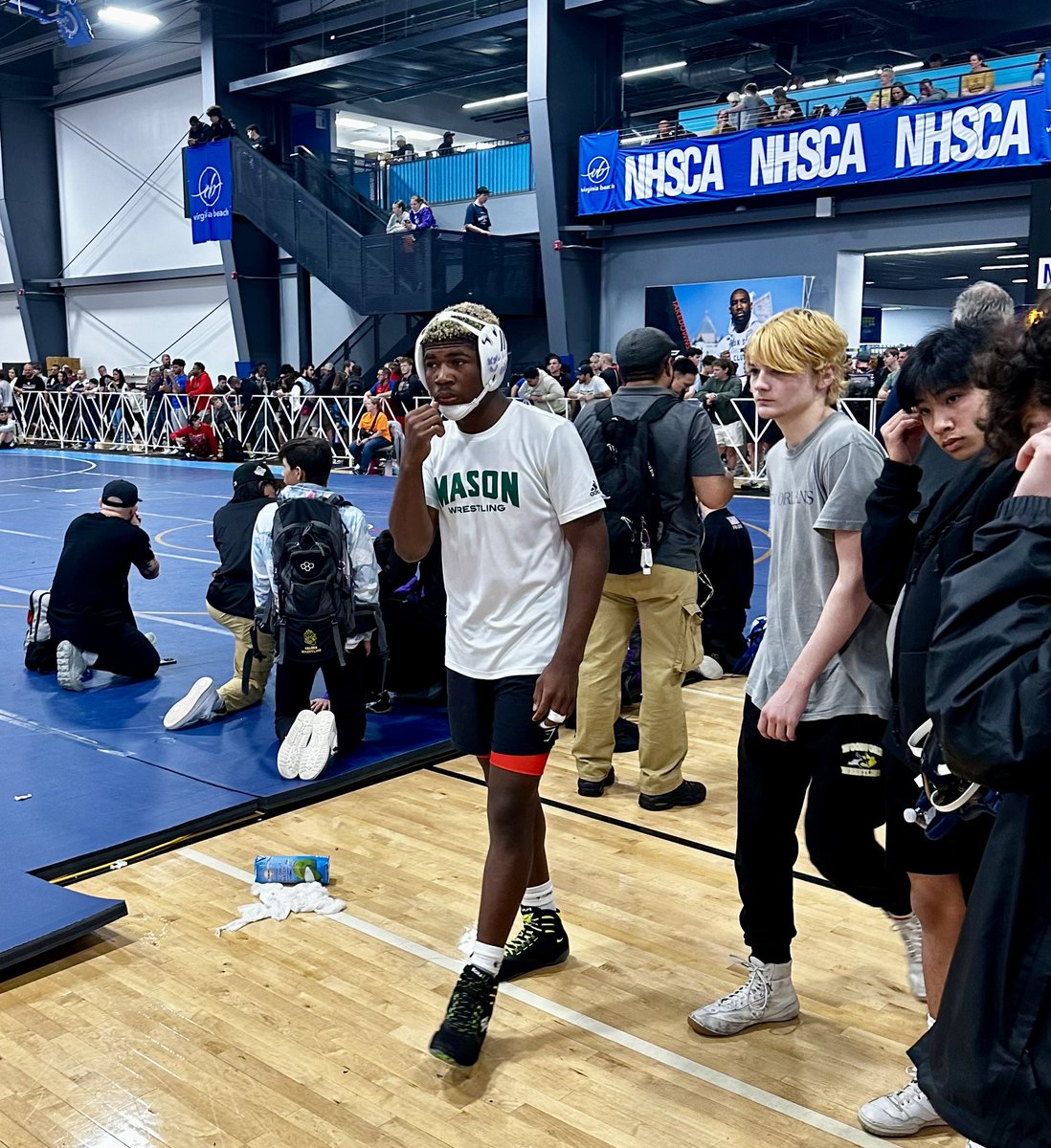 wrestlercolin's tweet photo. Preparing for Round of 128 match at the National High School Coaching Association Tournament held at Virginia Beach Sports Complex! #nhsca @NHSCA https://t.co/jjR52xSJXq
