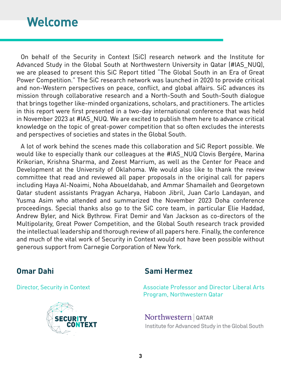 SecurityContext's tweet photo. 🎉We're pleased to announce the publication of our first #SiCReport, "The Global South in an Era of Great Power Competition," the result of a collaboration with @IAS_NUQ. 

➡️https://t.co/S0HKDQqdiT https://t.co/z29xkxG5J2