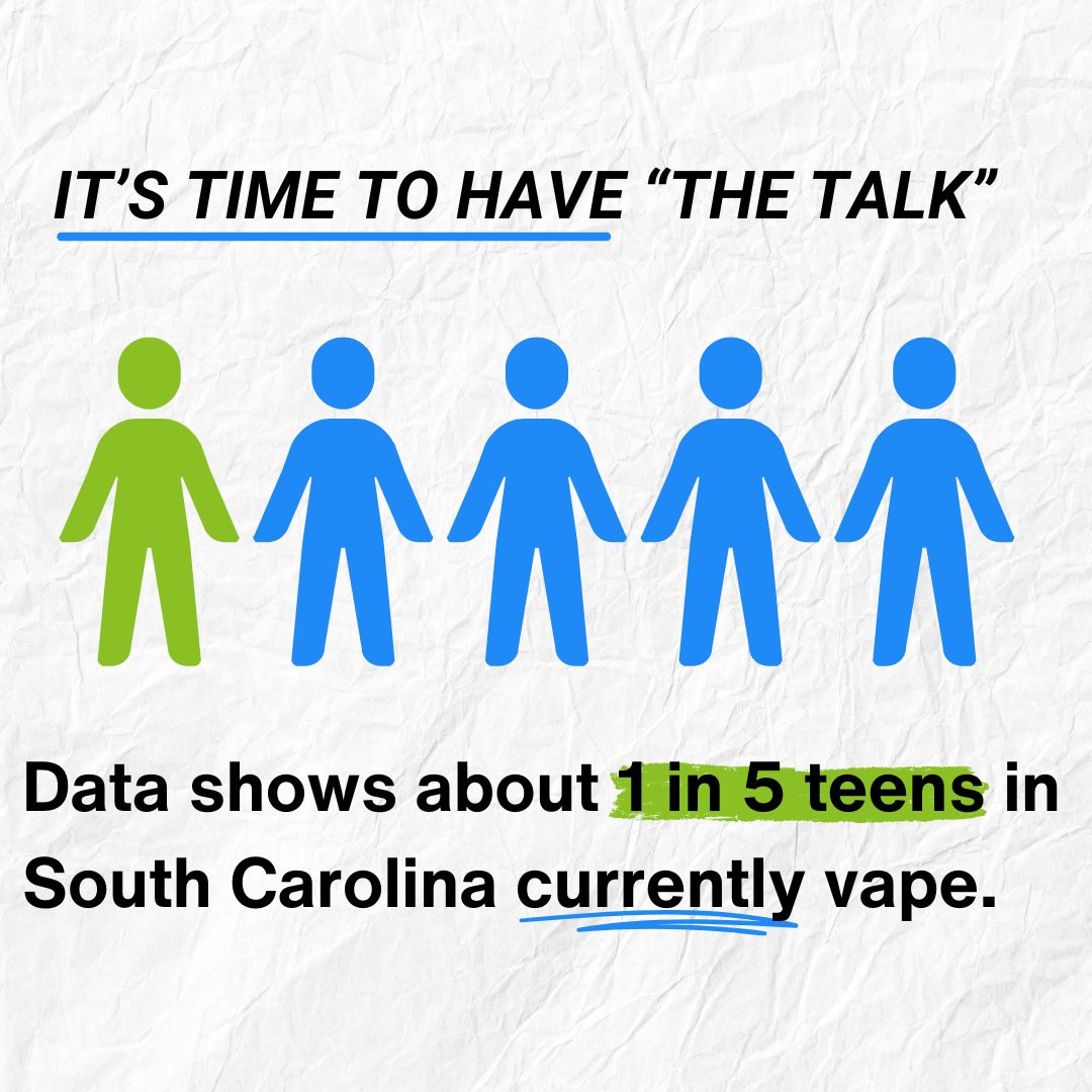 SC kids are vaping more than you think. Learn the facts and get tips on talking to teens about vaping smokefreesc.org/vapetalk. #smokefreesc #vapetalk #quitvaping #vapefree