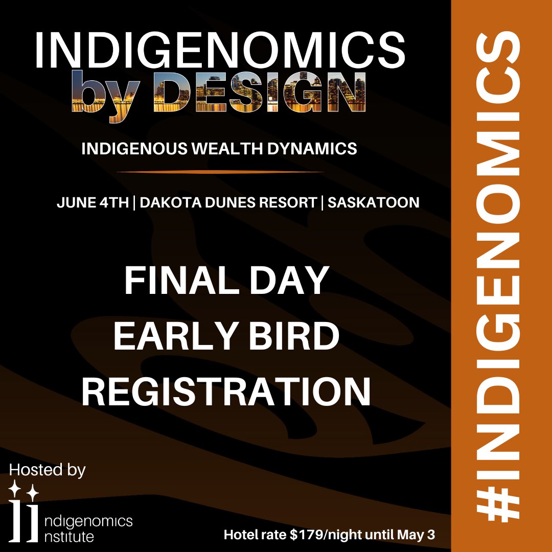 This one-day forum is an invaluable opportunity for Indigenous peoples, entrepreneurs, and leaders to connect, share insights, and be empowered in advancing Indigenous strength.

Register here:
indigenomics.swoogo.com/DESIGN

#Indigenomics #Saskatoon #Indigenouseconomy
