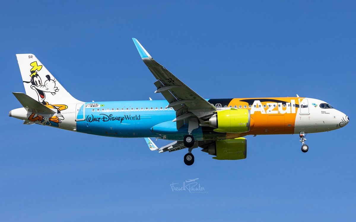 First test flight for Goofy, the next Airbus A320 Neo for Azul. 🇧🇷 #AvGeek #Disney #Brazil