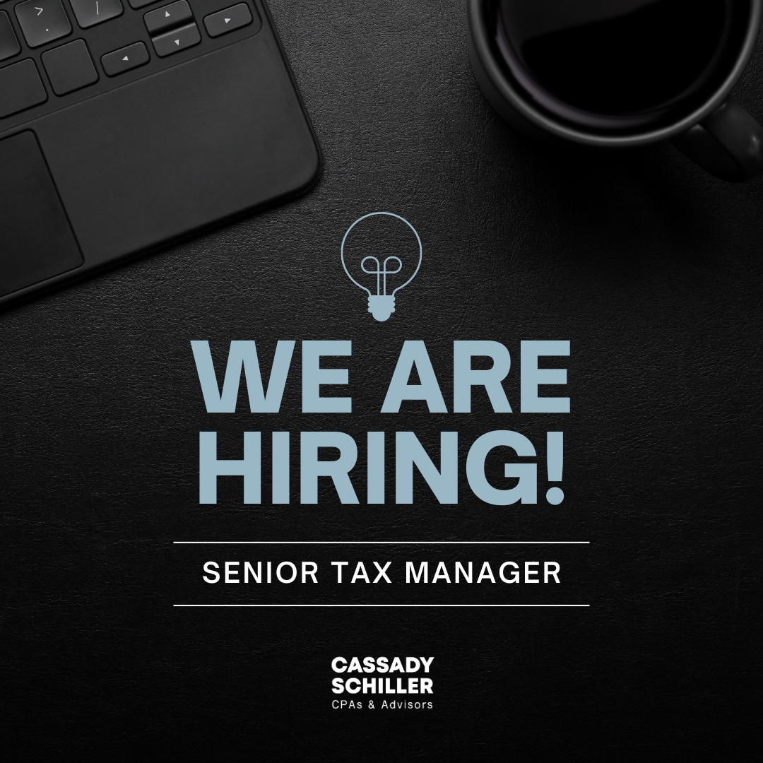 Are you an experienced tax professional looking to take the next step in your career? Cassady Schiller, a leading financial services firm, is seeking a highly motivated and knowledgeable Senior Tax Manager to join our dynamic team.

APPLY NOW: loom.ly/BBaobcI