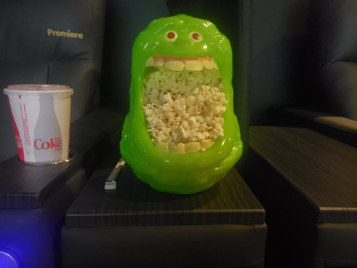 Seeing kong vs godzilla with my new slimer popcorn bucket. Hows dem apples. Lol