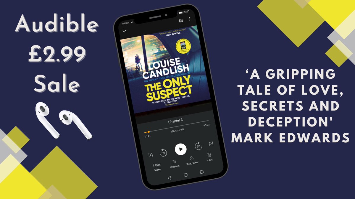 'Completely addictive and devilishly clever - the queen of the killer twist strikes again!' T. M. Logan Listen to the compulsive thriller #TheOnlySuspect by @louise_candlish now for just £2.99 in @audibleuk's Sale! adbl.co/3TAKGMk