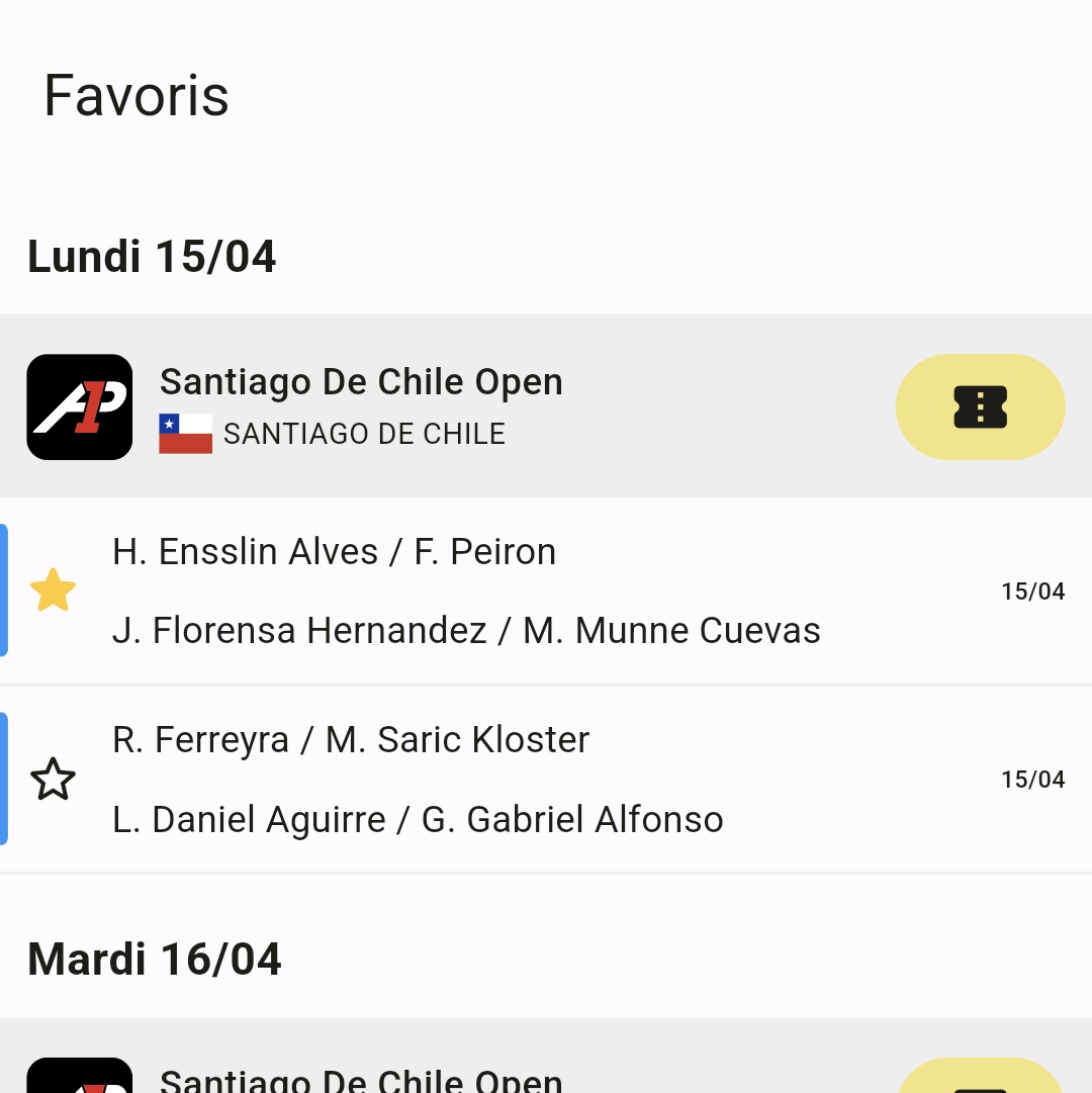 PadelLiveScore's tweet photo. Soon, it will be possible to favorite a player, see the matches in which he participates in the favorites tab and receive a notification at the end of his matches
#PadelApp #PremierPadel #A1Padel https://t.co/5FiYxYpfDs