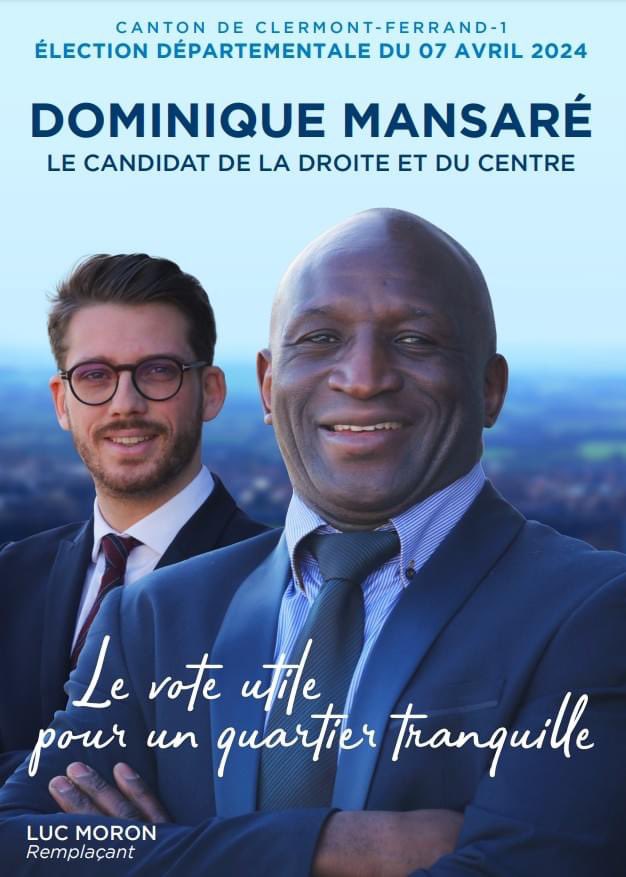 Soutien à @DomMansare & Luc Moron, candidats de la majorité départementale de @ChauvinLionel63 sur le canton 1 de #ClermontFd. Les habitants n’ont besoin ni des Extrêmes ni d’un pion de la Mairie. @GalpierS l’a montré sur le canton 5, le Département est efficacement au travail.