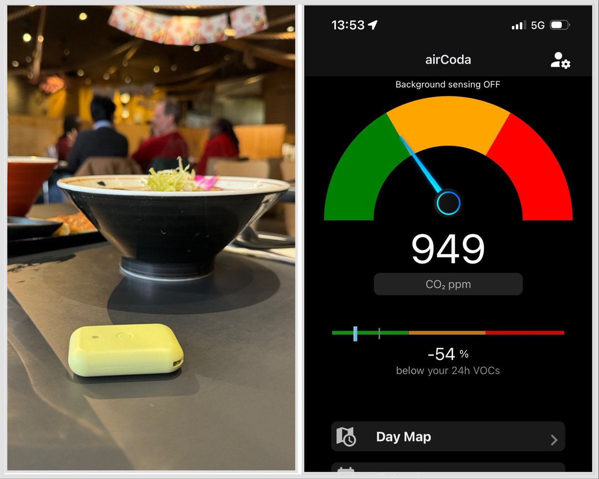Ramen time! CO2 could be better in this establishment in Ottawa, Canada 🇨🇦 #AirQuality #IAQ @airCoda