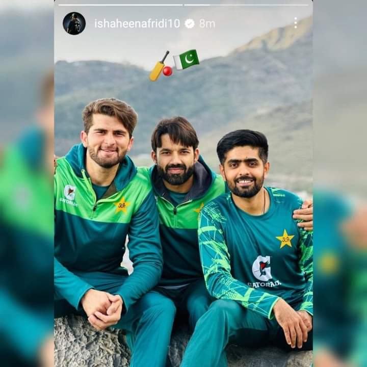 Shaheen Shah Afridi Instagram story with King Babar Azam and Rizwan. ❤️