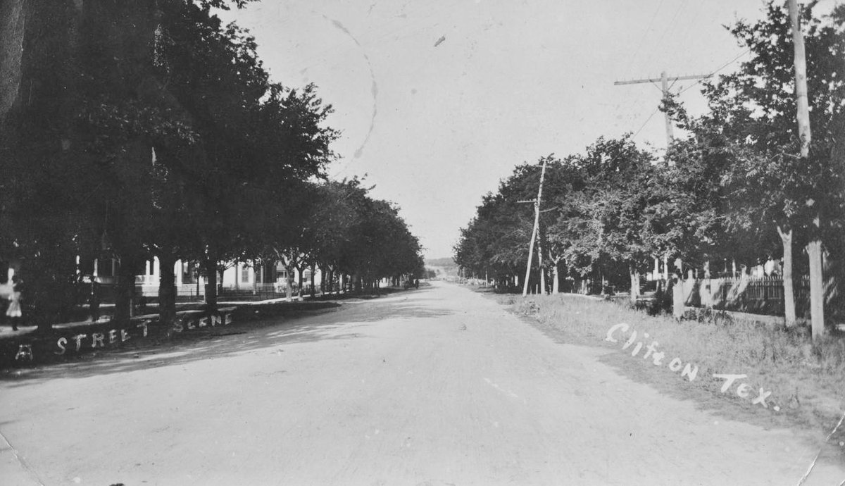 Have a nice afternoon, friends!
Pic: Clifton, Texas, in abt 1913. The back of the pic reads, “Awful hot and dusty here – am following the Bosque and Brazos Rivers and am finding plenty of gravel – may go fishing awhile.”