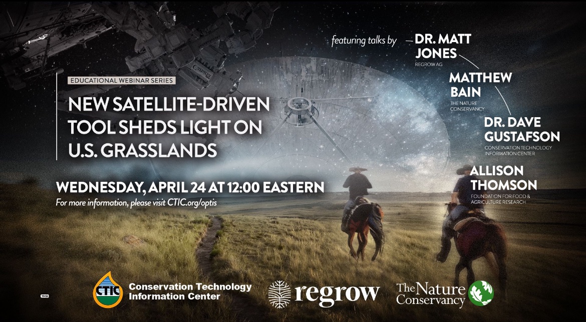 Join us April 24 at noon EDT for a webinar on a new tool using #RemoteSensing to enhance understanding of US #RangeLands, and their role in #ClimateSmartAg #SoilCarbon #Conservation. Speakers from <a href="/RegrowAg/">RegrowAg</a> @CTIC_Tweet <a href="/NatureAg/">TNC Agriculture</a> <a href="/FoundationFAR/">Foundation for Food & Agriculture Research (FFAR)</a> Register at bit.ly/April24Grassla…
