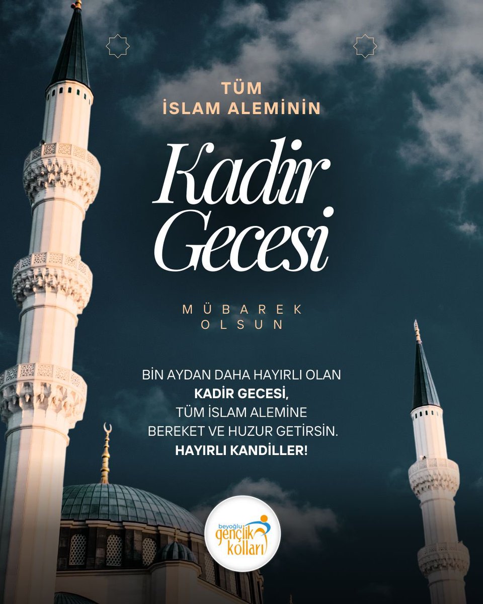 Bin aydan daha hayırlı olan Kadir Gecesi, tüm islam alemine bereket ve huzur getirsin. 🙏