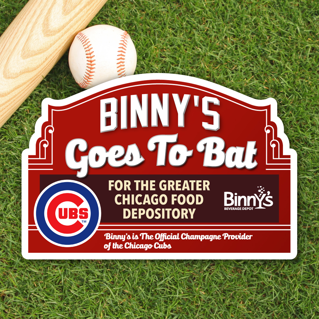 We're going to bat for the @FoodDepository, all season long. Every time the @Cubs leadoff batter gets a hit, we donate $100 to the Greater Chicago Food Depository. binnys.com/binnys-goes-to…