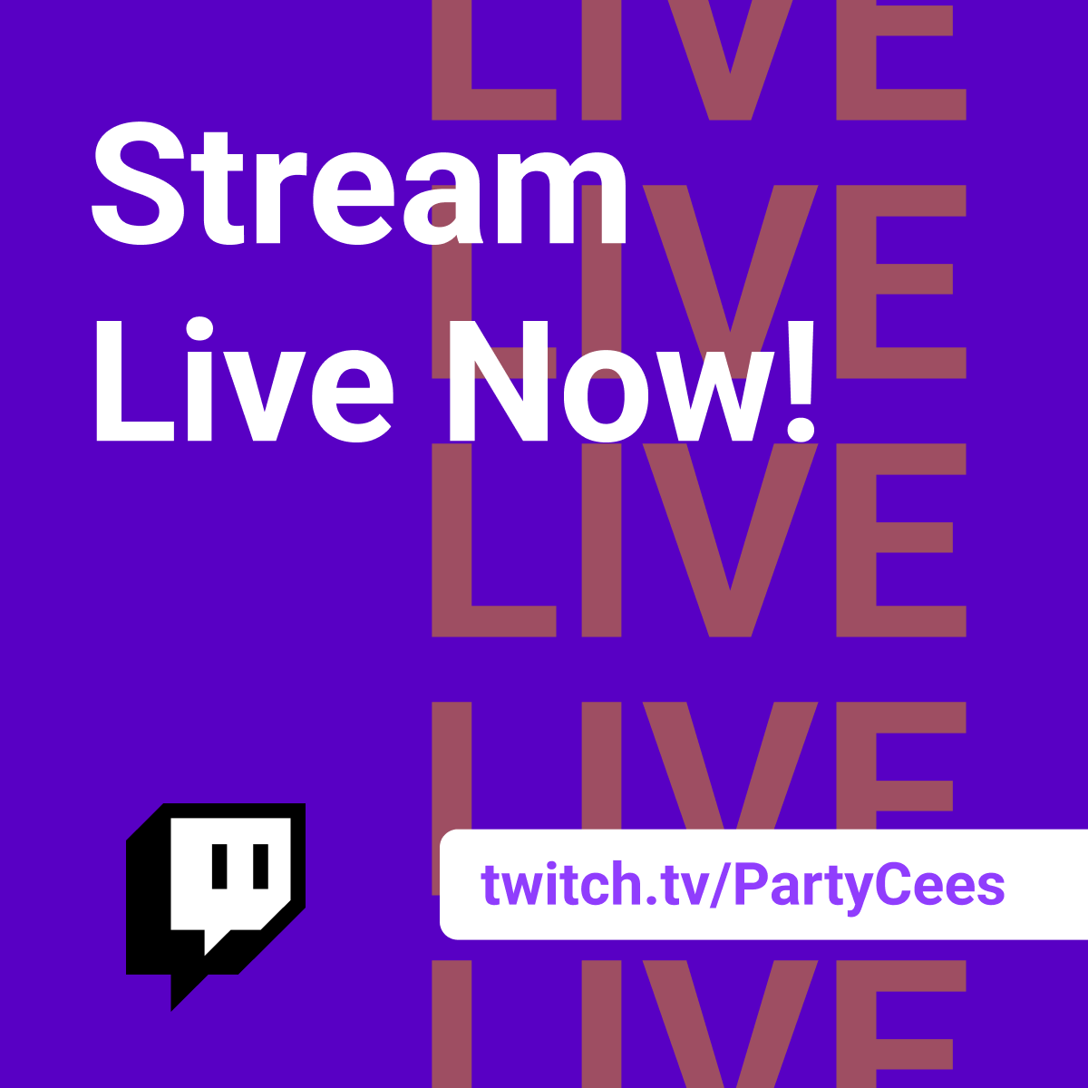 We going again.
Cya there > twitch.tv/partycees
