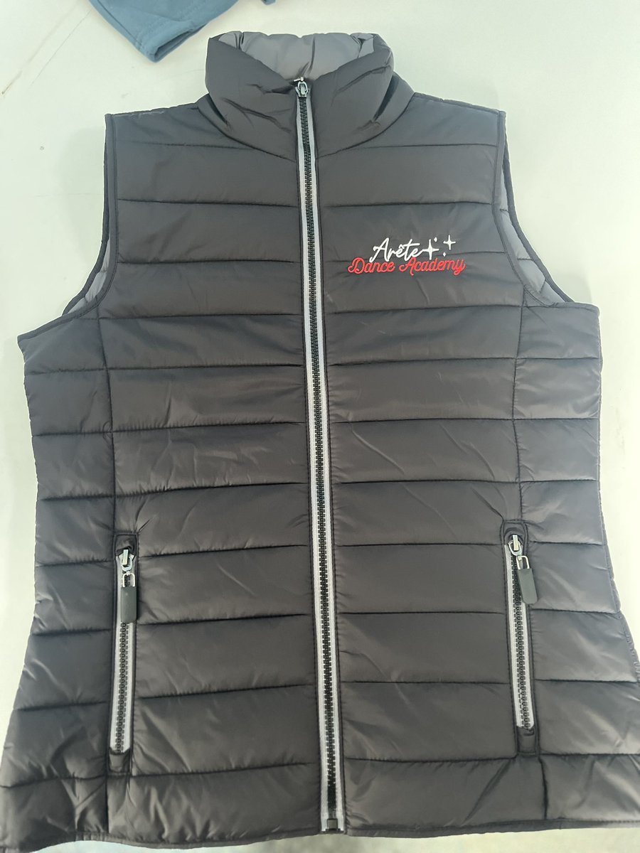 Sarah-Jayne the owner of Arête Dance Academy will be stepping out in style with our latest creation!🌟

Introducing the sleek  gilet adorned with vibrant white &amp; red embroidery showcasing the Arête Dance Academy logo💃

Ready to elevate your attire? Contact us today💫

 #Workwear
