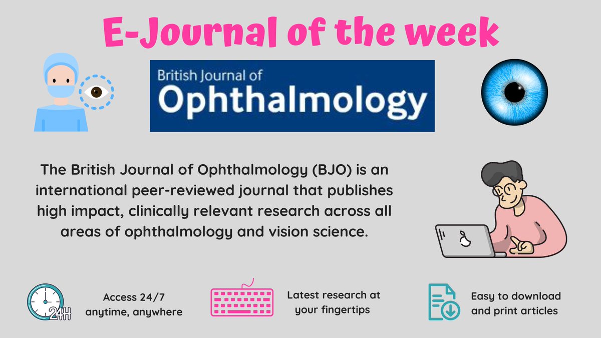 🏥🔍🖥️ E-JOURNAL OF THE WEEK 🖥️🔍🏥 The British Journal of Ophthalmology (BJO) is an international peer-reviewed journal for ophthalmologists and visual science specialists. Access today with your OpenAthens account 👉 bit.ly/43Ln7nk #LTHTrEJournaloftheWeek