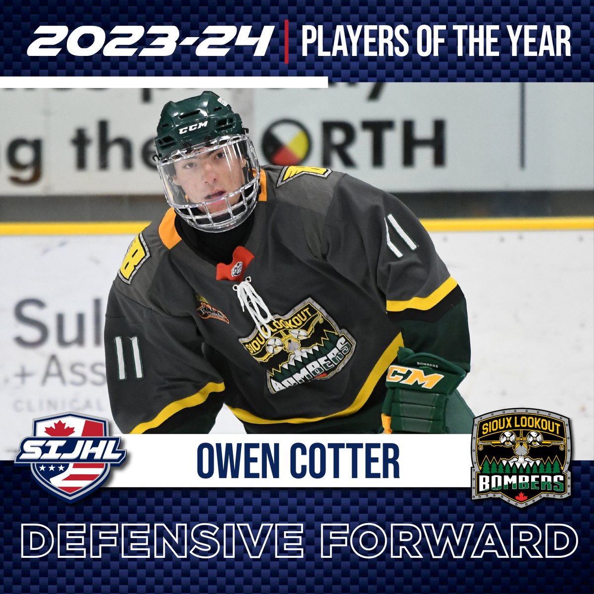 Owen Cotter of the @SLBombers is the 2023-24 SIJHL Defensive Forward of the Year. Congratulations, Owen!