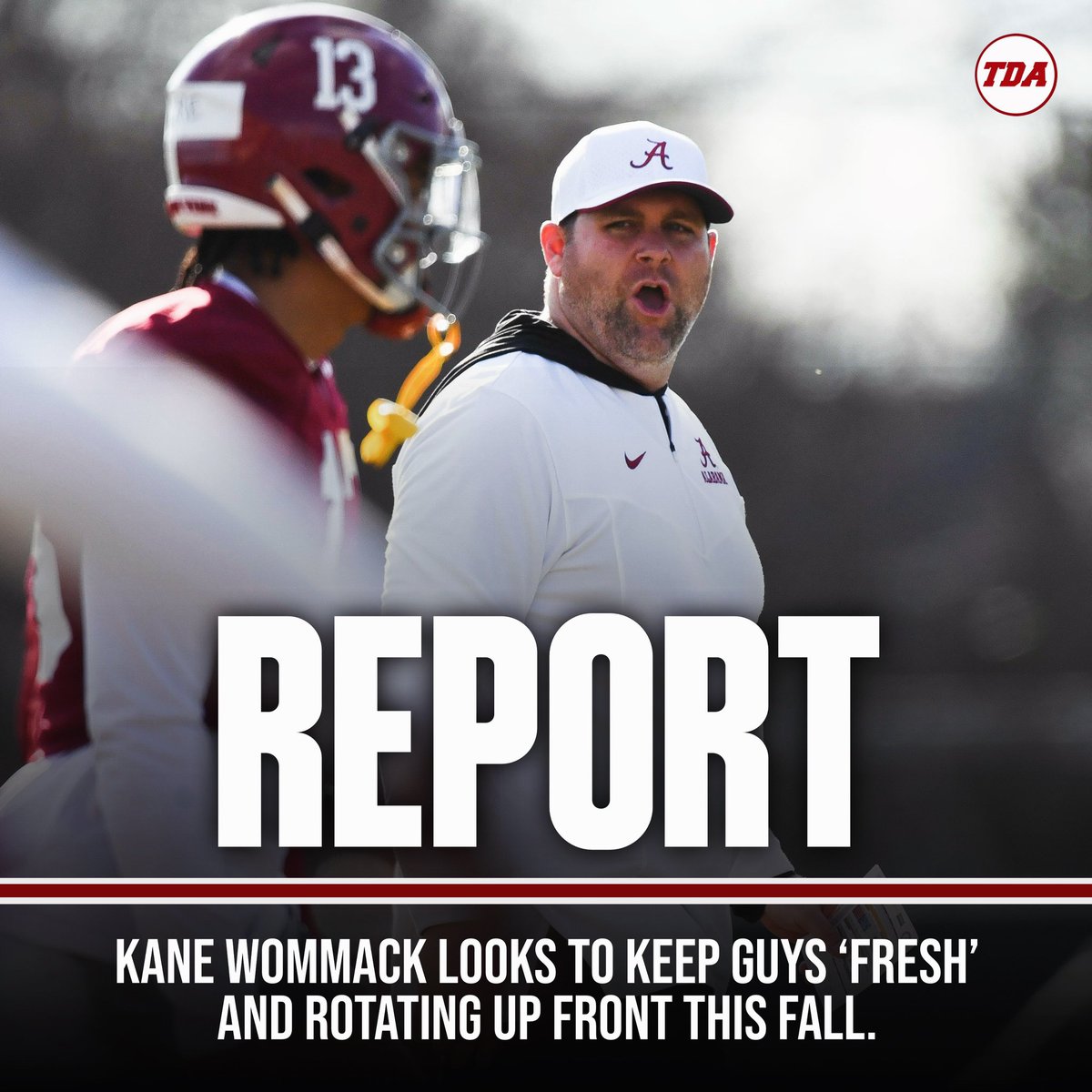 Will we see the return of Alabama’s defensive line pressuring opposing quarterbacks from inside? Alabama DC Kane Wommack believes so 💪