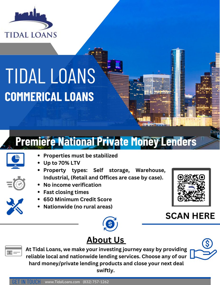 Upgrade your business with Tidal Loans' top-notch commercial loans. Embark on a prosperous journey today. Join us- Dream, grow, win!
.
.
.
#ElevateWithTidalLoans #commercialloans #PropertyFortune #RealEstateInvestments #RealEstate #privatelending