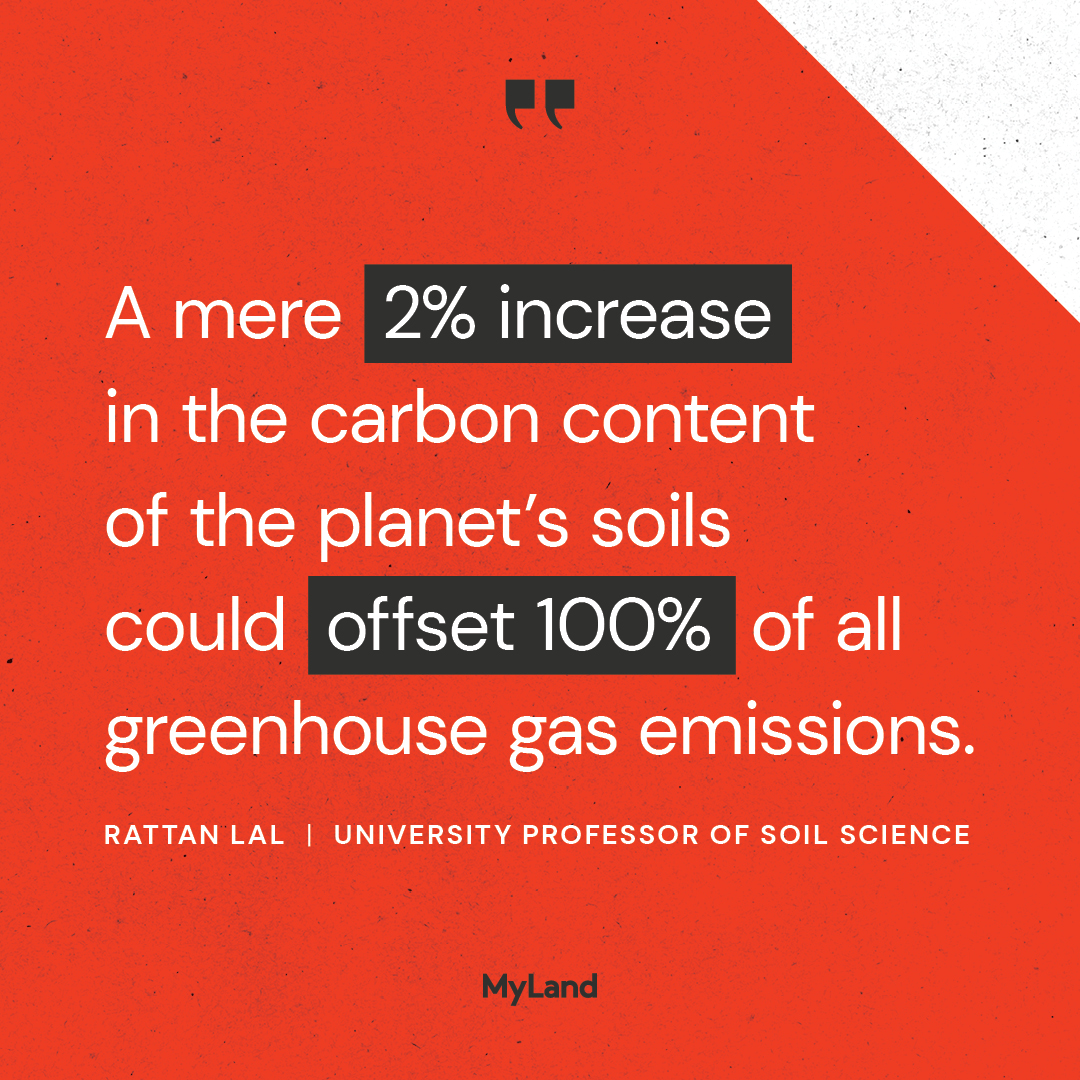 “A mere 2 percent increase in the carbon content of the planet’s soils could offset 100 percent of all greenhouse gas emissions” Rattan Lal | Ohio State University Professor of Soil Science