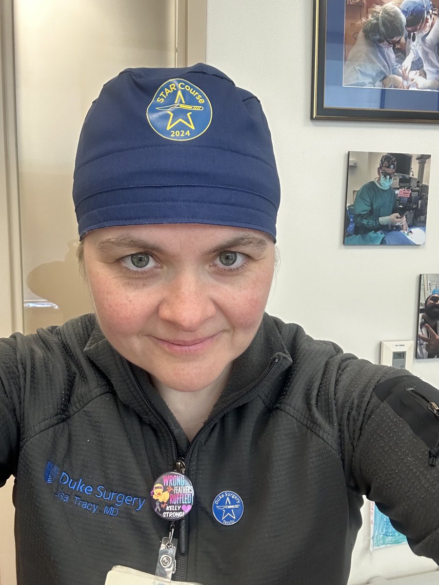 LisaTracyMD's tweet image. Just earned my #STARCOURSE scrub cap and pin! ⁦And hopefully left ⁦@DukeMedSchool⁩ surgery interns-to-be with wisdom about infants and children #NotSmallAdults! Thanks ⁦@DukeSurgRes⁩ for leading STAR! #BrightSutureFutures ⁦@JMigaly⁩ ⁦@DukeSurgery⁩