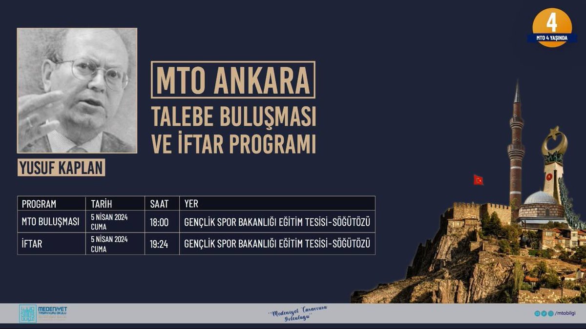 Bugün Ankara’da olacağım nasipse. * #MTOAnkara iftarımız var. Safe ve nezih bir iftar olacak inşallah. * #KadirGecemiz mübarek olsun. Huzur, kardeşlik ve ruh armağan etsin inşallah. Bütün kardeşlerimin #KadirGecesi’ni tebrik ediyorum. * @MtoBilgi @ecanekinci25 @GulhanDuzcan