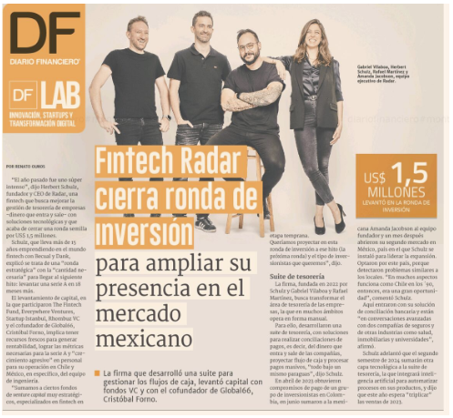 Congratulations to portfolio co. Radar on raising a $1.5M pre-seed! Radar automates payments safely and securely for some of the largest brands processing payments in LatAm, with over $330 million processed. Check them out at somosradar.com df.cl/df-lab/innovac……