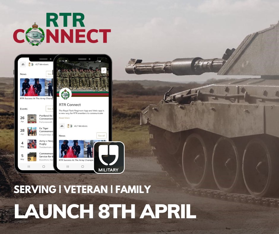 RTR Connect app will be available for download on Monday! It’s a digital community platform for Serving Personnel, Veterans, Cadet Adult Volunteers and Partners & Families to transform the way we communicate and engage across the entire Regimental family #fearnaught #rtrconnect