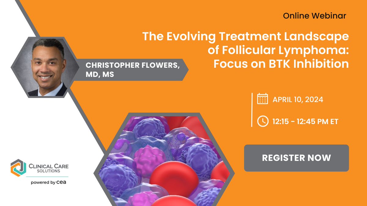 Join Dr Flowers for a treatment update on follicular #lymphoma. He'll review ROSEWOOD data for the BTK inhibitor zanubrutinib in the treatment of relapsed/refractory follicular lymphoma and discuss potential implications on patient care. Sign up now! bit.ly/4aIARlm