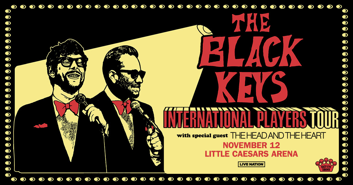 Tickets on sale NOW! 🎹 Catch @theblackkeys on the International Players Tour at @LCArena_Detroit on November 12 with special guest @headandtheheart! Grab yours today. 🎟️ : bit.ly/43NpbLN