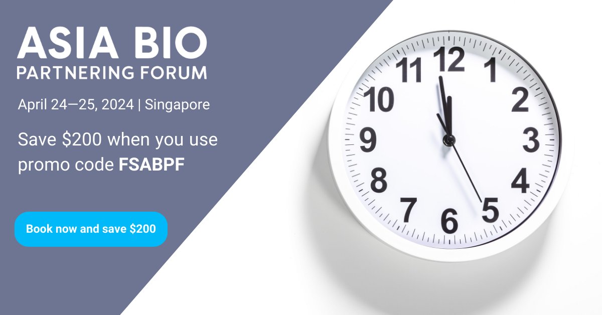 Clock is ticking to use your exclusive discount to save on #asiabio! Click here to take $200 off your registration. Sale ends April 5. >> spr.ly/6017wEUuF